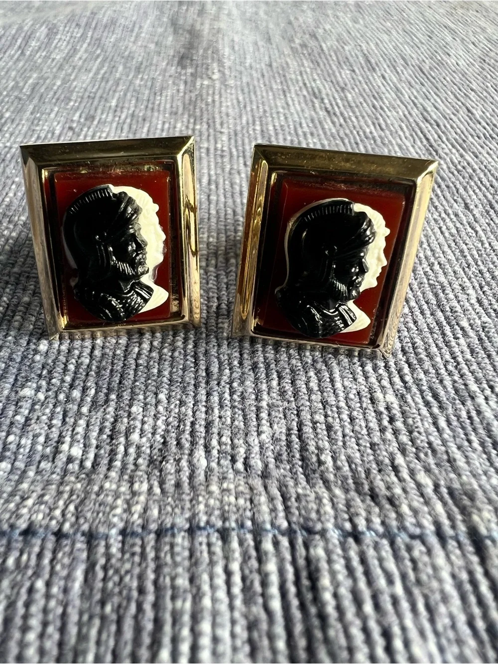 Classic Black and Gold Cameo Cufflinks - Men's Accessories